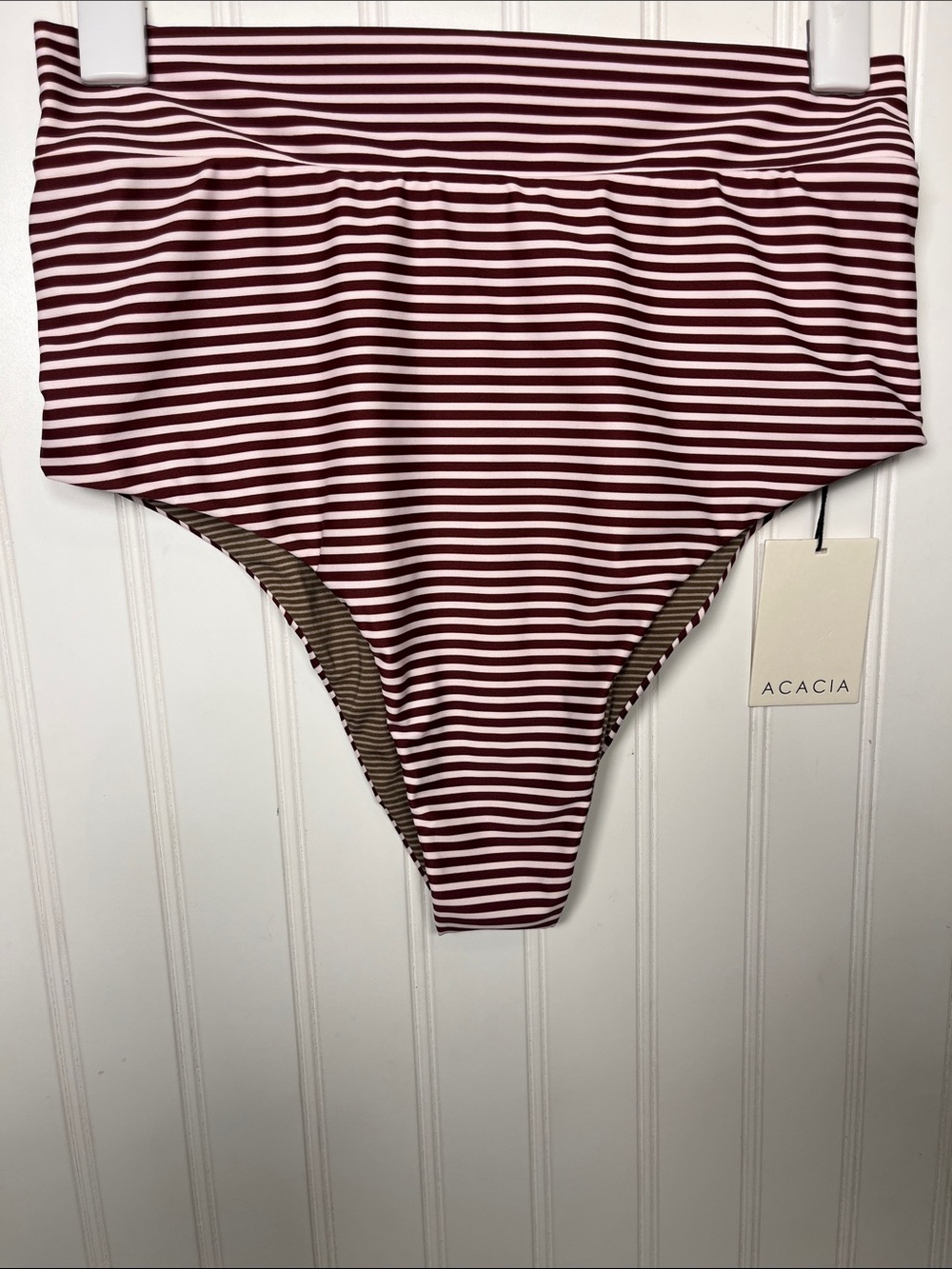 acacia swimwear Solento Carolina Stripe  High Waist Bikini Bottom NWT